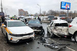 Последствия аварии на Рублевском шоссе в районе станции метро «Кунцевская», 8 февраля 2022 года