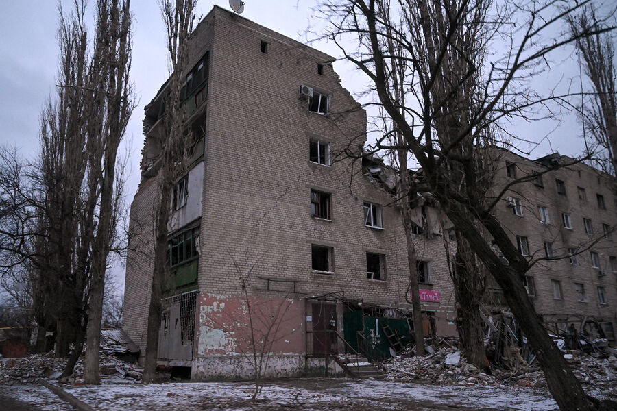Жилой дом, поврежденный в&nbsp;результате военных действий в&nbsp;Авдеевке, 19&nbsp;февраля 2024&nbsp;года