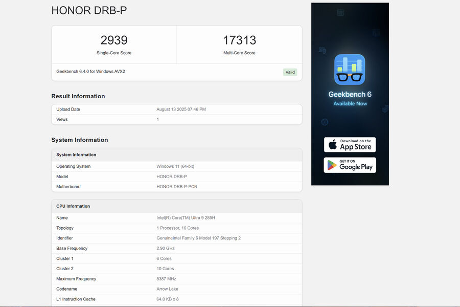 Geekbench CPU