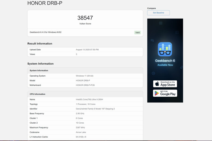 Geekbench GPU Vulkan