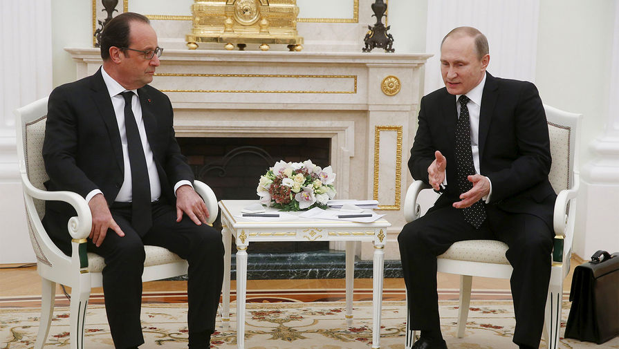 Франсуа Олланд и Владимир Путин во время встречи в&nbsp;Кремле