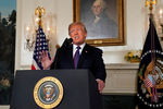 Президент США Дональд Трамп в Белом доме во время заявления о нанесении ударов по целям в Сирии, 14 апреля 2018 года