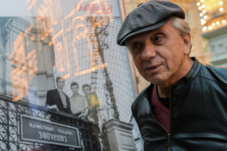 Евгений Стеблов на&nbsp;открытии нового выставочного проекта &laquo;Москва в&nbsp;кино&raquo; на&nbsp;улице Никольской в&nbsp;Москве, 2015&nbsp;год