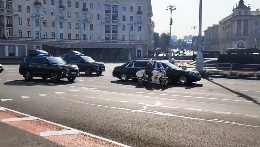 Кортеж Александра Лукашенко в центре Минска, 23 сентября 2020 года (кадр из видео)