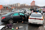 Последствия аварии на Рублевском шоссе в районе станции метро «Кунцевская», 8 февраля 2022 года