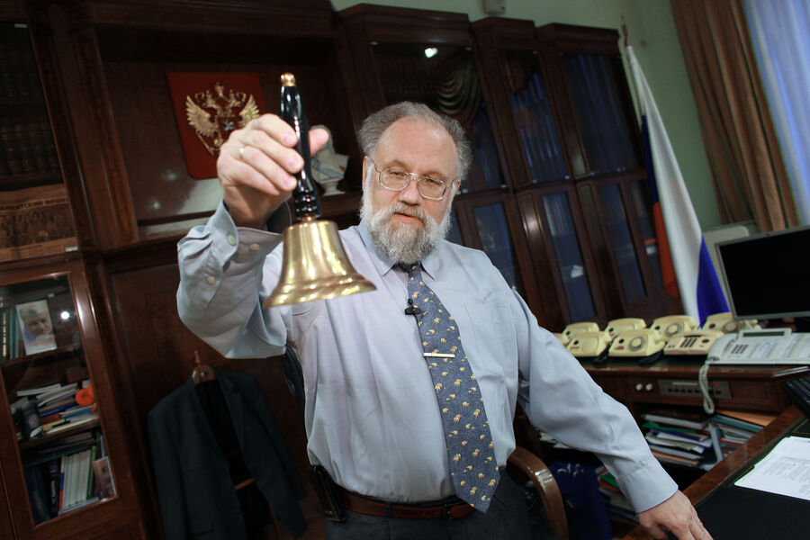 Владимир Чуров во время интервью журналистам, 2009&nbsp;год 