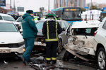 Последствия аварии на Рублевском шоссе в районе станции метро «Кунцевская», 8 февраля 2022 года