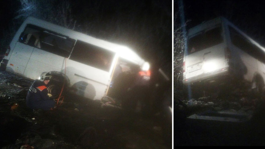 Спасатели на&nbsp;месте столкновения грузового автомобиля и пассажирского микроавтобуса в&nbsp;Килемарском районе республики Марий Эл, 16&nbsp;ноября 2017&nbsp;года, коллаж