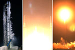 Коллаж из снимков момента запуска ракеты-носителя Falcon 9 со спутником Hispasat 30W-6 с мыса Канаверал во Флориде, 6 марта 2018 года