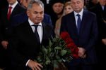 Министр обороны России Сергей Шойгу во время церемонии прощания с бывшим мэром Москвы Юрием Лужковым в храме Христа Спасителя, 12 декабря 2019 года