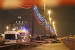 Место убийства Бориса Немцова на Большом Москворецком мосту в центре Москвы, 28 февраля 2015 года