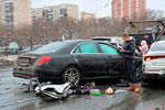 Последствия аварии на Рублевском шоссе в районе станции метро «Кунцевская», 8 февраля 2022 года