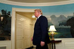 Президент США Дональд Трамп в Белом доме после заявления о нанесении ударов по целям в Сирии, 14 апреля 2018 года