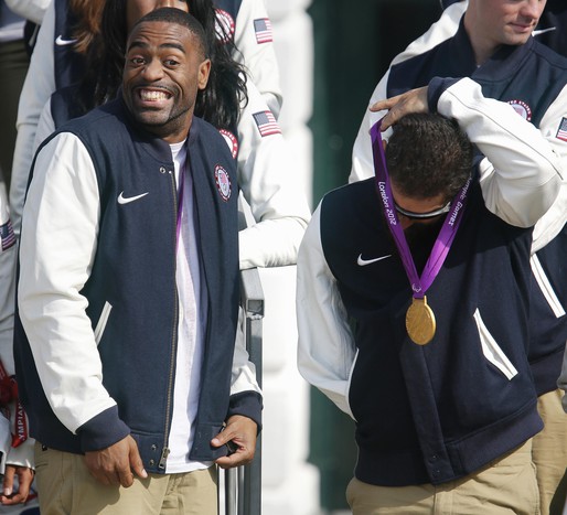 Серебряный медалист Олимпийских игр бегун Тайсон Гей и паралимпиец Джозеф Береней