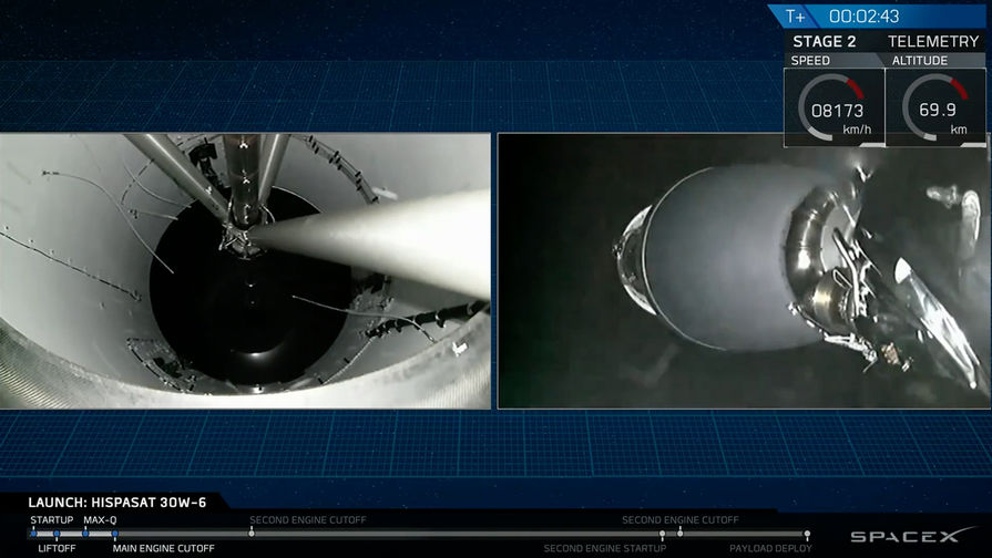 После запуска ракеты-носителя Falcon 9 со спутником Hispasat 30W-6 с&nbsp;мыса Канаверал во Флориде, 6 марта 2018 года