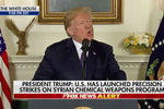 Президент США Дональд Трамп в Белом доме во время заявления о нанесении ударов по целям в Сирии, 14 апреля 2018 года