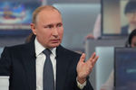 Во время «прямой линии» с президентом России Владимиром Путиным в Москве, 7 июня 2018 года