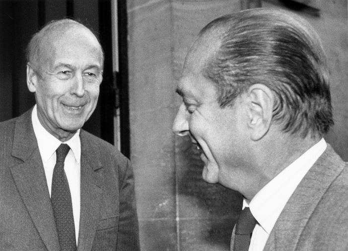 Бывший президент Франции Жискар д’Эстен и премьер-министр страны Жак Ширак в&nbsp;Париже, 1988&nbsp;год