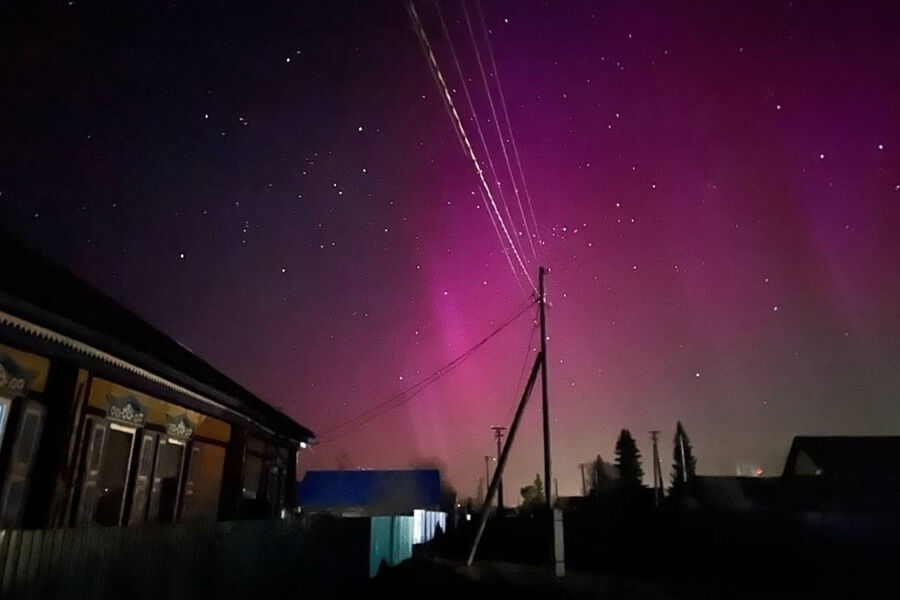 Северное сияние над&nbsp;деревней Мамяково, республика Башкортостан, 17&nbsp;апреля 2025&nbsp;года