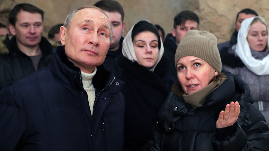 Президент России Владимир Путин после Рождественского богослужения в церкви Николы на Липне, 7 января 2021 года