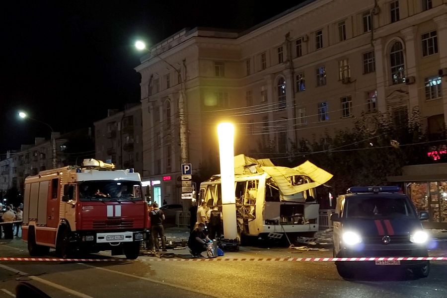 Последствия взрыва пассажирского автобуса, Воронеж, 12&nbsp;августа 2021&nbsp;года