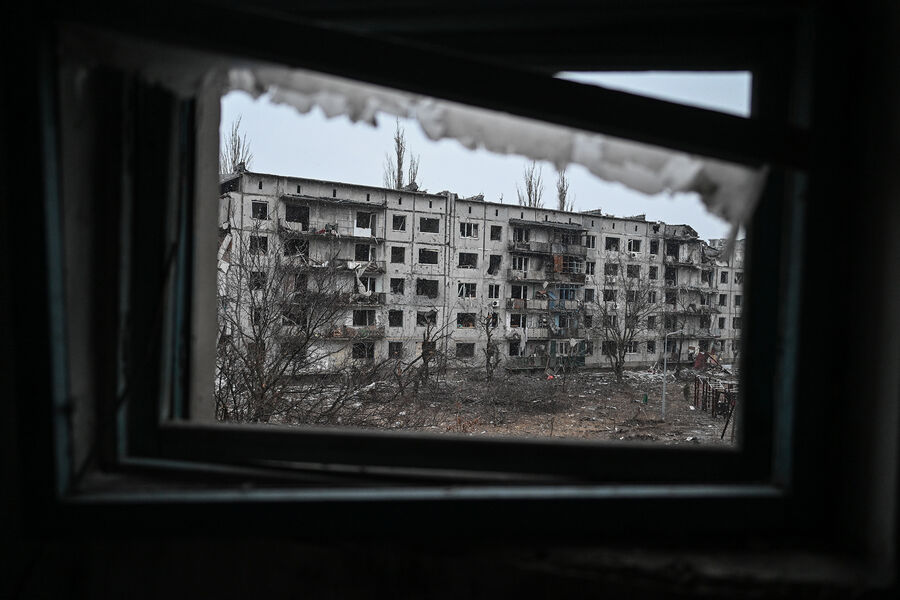 Поврежденные в&nbsp;ходе боев здания квартала Юбилейный в&nbsp;Авдеевке, февраль 2024&nbsp;года
