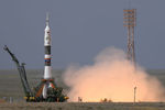 Пуск ракеты-носителя «Союз-ФГ» с пилотируемым кораблем «Союз МС-09» со стартового стола первой «Гагаринской» стартовой площадки космодрома «Байконур», 6 июня 2018 года 