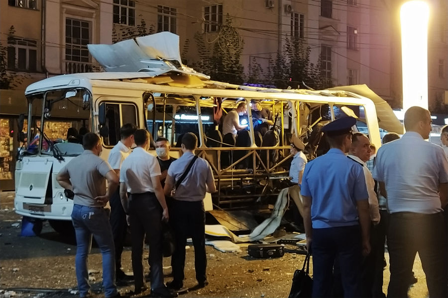 Последствия взрыва пассажирского автобуса, Воронеж, 12&nbsp;августа 2021&nbsp;года