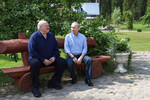 Президент РФ Владимир Путин и президент Белоруссии Александр Лукашенко во время посещения Смоленского скита Спасо-Преображенского Валаамского ставропигиального мужского монастыря, 1 августа 2025 года