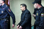Подозреваемый в нападении на ведущую радиостанции «Эхо Москвы» Татьяну Фельгенгауэр Борис Гриц перед началом рассмотрения ходатайства следствия об аресте в Пресненском суде Москвы, 24 октября 2017 года