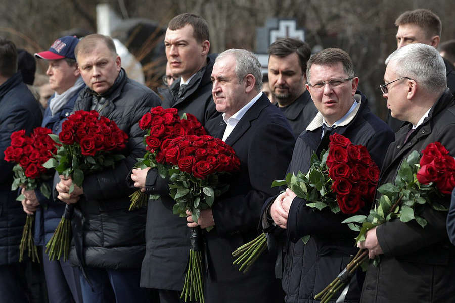 Во время церемонии прощания с&nbsp;лидером ЛДПР Владимиром Жириновским на&nbsp;Новодевичьем кладбище в&nbsp;Москве, 8&nbsp;апреля 2022&nbsp;года
