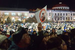 Стихийный митинг в Волоколамске после очередного выброса с полигона «Ядрово», 29 марта 2018 года