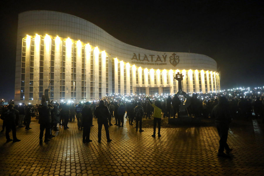 Во время акции протеста на&nbsp;улицах Алма-Аты, 4&nbsp;января 2022&nbsp;года