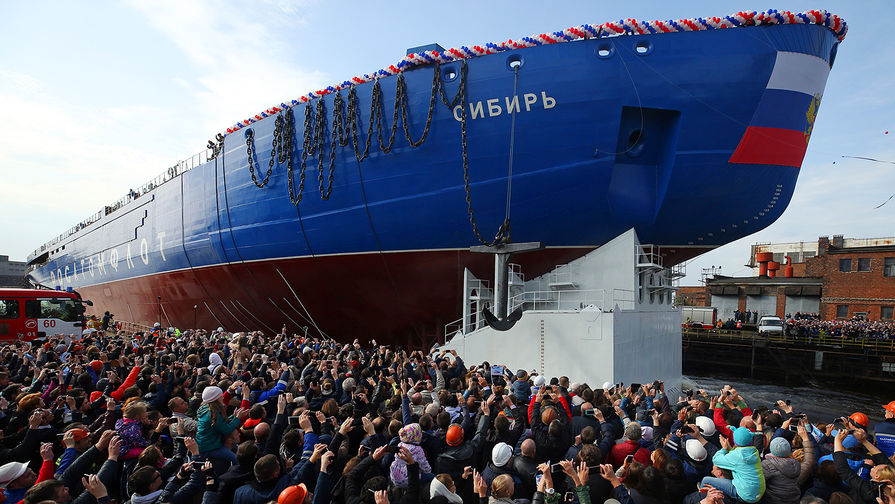 Церемония спуска на&nbsp;воду корпуса первого серийного универсального атомного ледокола ЛК-60Я &laquo;Сибирь&raquo; на&nbsp;Балтийском заводе в&nbsp;Санкт-Петербурге, 22&nbsp;сентября 2017&nbsp;года