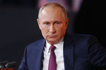 Президент России Владимир Путин во время ежегодной пресс-конференции в Москве, 14 декабря 2017 года