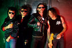 Участники Motorhead Фил Кэмпбелл, Фил Тейлор, Лемми Килмистер и Майкл Берстон в Мюнхене, 1987 год