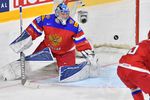 Вратарь сборной России Андрей Василевский в матче за третье место чемпионата мира по хоккею – 2017 между Россией и Финляндией.