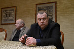 Актеры Сергей Арцибашев (1951-2015) и Максим Пинскер во время съемок сцены фильма Юрия Быкова «Дурак», 2014 год 