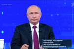 Во время ежегодной специальной программы «Прямая линия с Владимиром Путиным» в Гостином дворе, 20 июня 2019 года