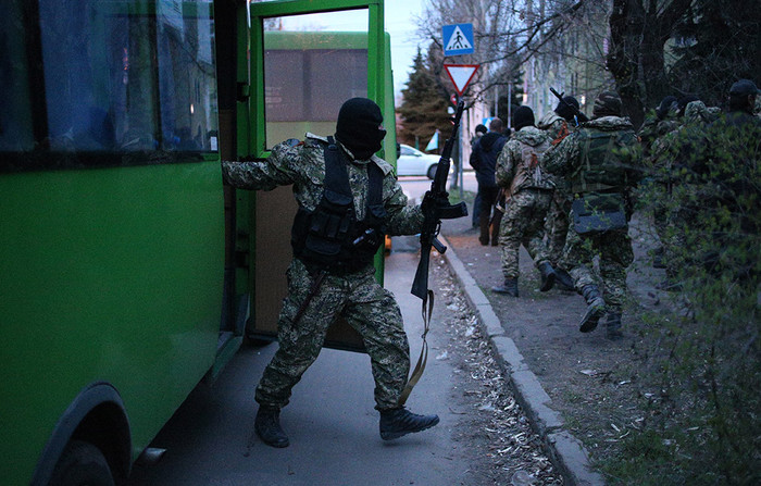 Во время захвата здания городского отдела милиции в&nbsp;Краматорске вооруженными люди в&nbsp;камуфляже