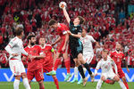 Во время матча 3-го тура группового этапа чемпионата Европы по футболу 2020 между сборными командами России и Дании, 21 июня 2021 года

