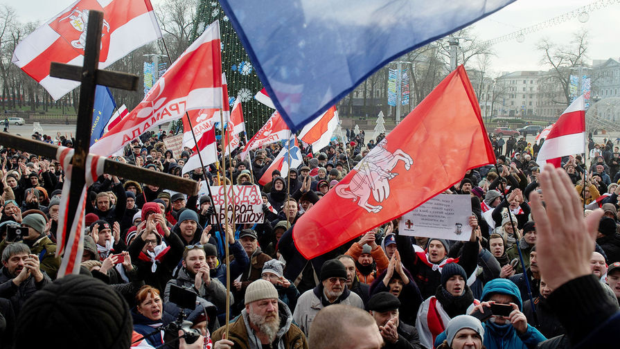 Акция против объединения с Россией и углубления интеграции в центре Минска, 7 декабря 2019 года