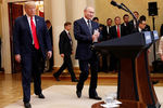 Президент США Дональд Трамп и президент России Владимир Путин во время пресс-конференции по итогам встречи в Хельсинки, 16 июля 2018 года