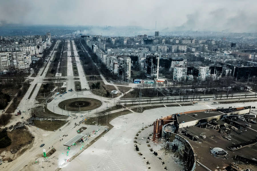 Вид на&nbsp;бульвар Шевченко и улицу Куприна в&nbsp;Мариуполе, март 2022&nbsp;года