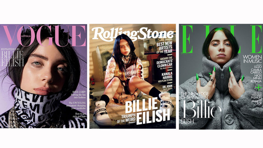 Билли Айлиш на обложках журналов Vogue, Rolling Stone и ELLE