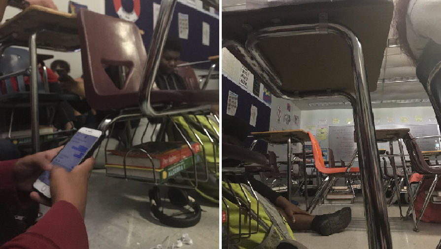 Ситуация внутри школы в городе Паркленд во Флориде, где произошла стрельба, 14 февраля 2018 года