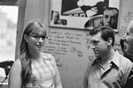 Французская актриса Марина Влади и Владимир Высоцкий в день празднования десятилетнего юбилея театра на Таганке, 1974 год