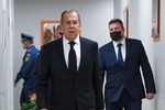 Министр иностранных дел РФ Сергей Лавров на церемонии прощания с главой МЧС РФ Евгением Зиничевым, 10 сентября 2021 года
