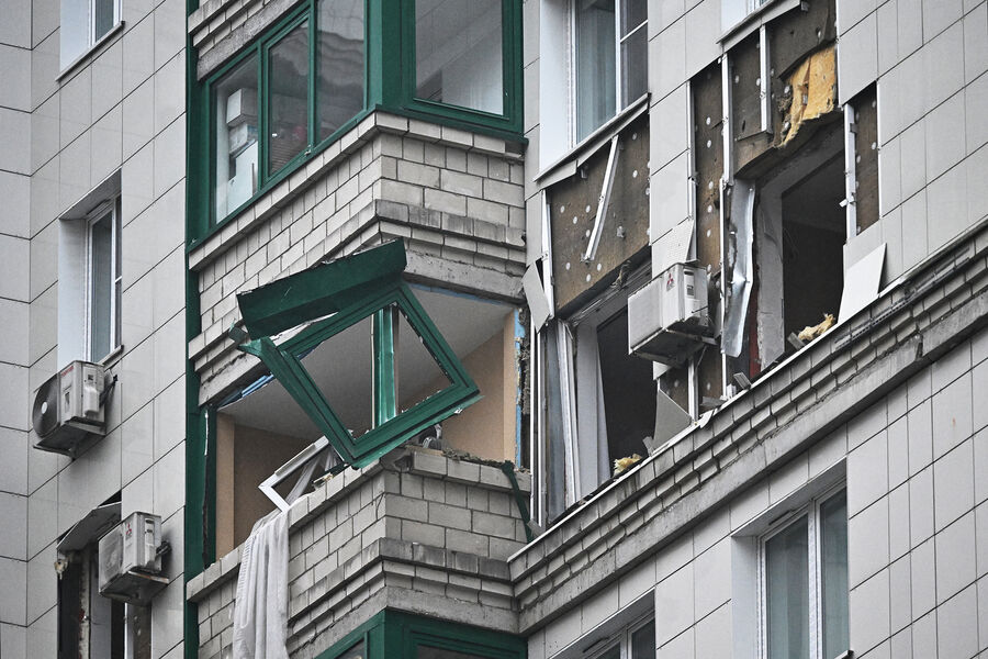 Жилой дом, поврежденный в&nbsp;результате атаки БПЛА в&nbsp;Красногорске, 24&nbsp;октября 2025&nbsp;года 