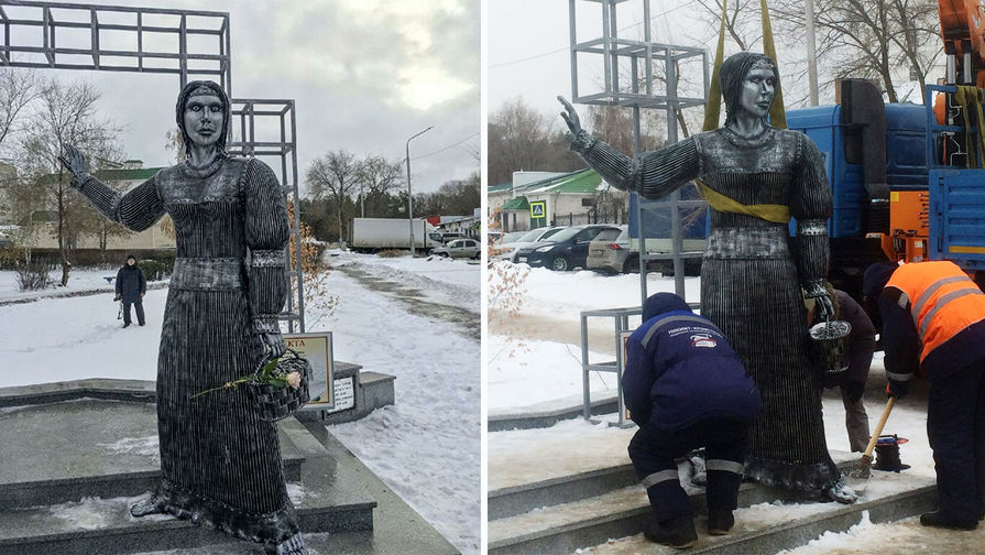 Аленушка в&nbsp;Нововоронеже. Памятник в&nbsp;честь 250-летия села Новая Аленовка&nbsp;уже демонтирован. Власти города признали, что его появление могло стать ошибкой